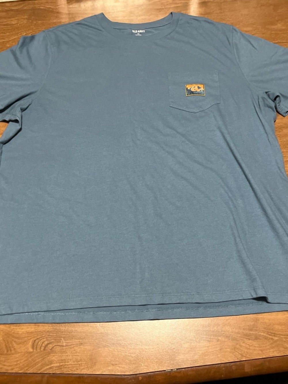 Old Navy Men's Slate Blue Pocket Tee with Patch